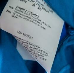 Pre Owned Emporio Armani Blue Embroidered Cotton and Silk Sleeveless Peplum Top S