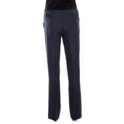 Pre Owned Emporio Armani Pine Green Wool Straight Fit Formal Trousers S