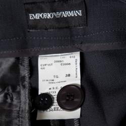 Pre Owned Emporio Armani Pine Green Wool Straight Fit Formal Trousers S