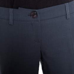 Pre Owned Emporio Armani Pine Green Wool Straight Fit Formal Trousers S