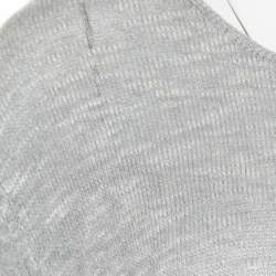 Pre Owned Emporio Armani Grey and White Knit Crew Neck Sweater XL