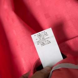 Pre Owned Emporio Armani Pink Geometric Pattern Cotton and Linen Pleated Hem Skirt L