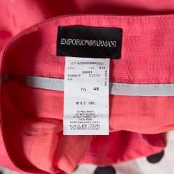 Pre Owned Emporio Armani Pink Geometric Pattern Cotton and Linen Pleated Hem Skirt L