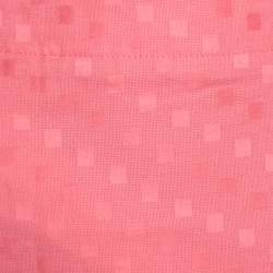 Pre Owned Emporio Armani Pink Geometric Pattern Cotton and Linen Pleated Hem Skirt L