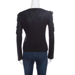 Pre Owned Emporio Armani Black Embellished Sleeve Cardigan S