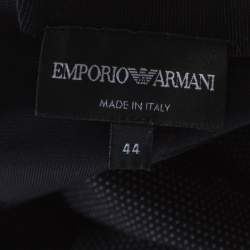 Pre Owned Emporio Armani Black Dotted Jacquard Paneled Pencil Skirt M