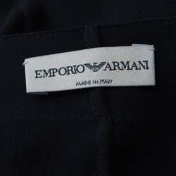 Emporio Armani Black Sheer Silk Embellished Satin Trim Blouse L