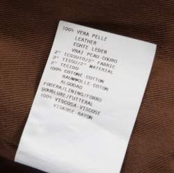 Pre Owned Emporio Armani Brown Leather Fur Collar Detail Zip Front Jacket S