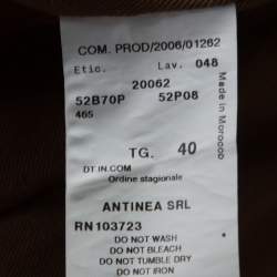 Pre Owned Emporio Armani Brown Leather Fur Collar Detail Zip Front Jacket S