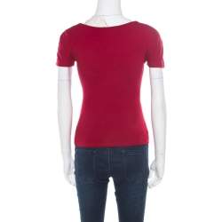 Emporio Armani Red Twist Front Detail Short Sleeve Top S