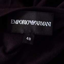 Pre Owned Emporio Armani Black Sequined Applique Detail Lady Motif V-neck T-Shirt L