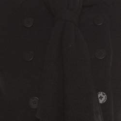 Pre Owned Emporio Armani Black Felted Wool Bow Detail Double Breasted Short Coat M