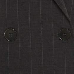 Pre Owned Emporio Armani Grey Striped Wool Double Breasted Blazer M