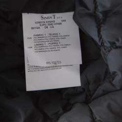 Pre Owned Emporio Armani Olive Green Ruched Diamond Quilted Contrast Piping Hooded Jacket M