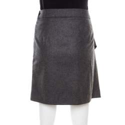 Pre Owned Emporio Armani Grey Knit Draped Mini Skirt M