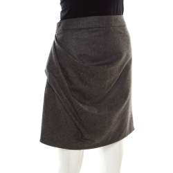 Pre Owned Emporio Armani Grey Knit Draped Mini Skirt M