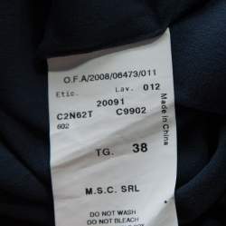 Pre Owned Emporio Armani Grey and Navy Blue Silk A Line Skirt S