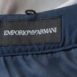 Pre Owned Emporio Armani Grey and Navy Blue Silk A Line Skirt S