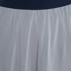 Pre Owned Emporio Armani Grey and Navy Blue Silk A Line Skirt S