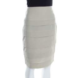 Pre Owned Emporio Armani Sage Green Silk Pleated Pencil Skirt S