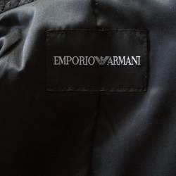 Pre Owned Emporio Armani Black Chevron Pattern Textured Jacquard Blazer S