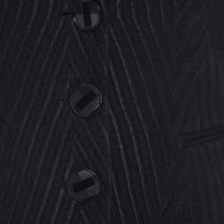 Pre Owned Emporio Armani Black Chevron Pattern Textured Jacquard Blazer S