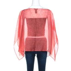 Pre Owned Emporio Armani Tangerine Linen Silk Sheer Poncho M