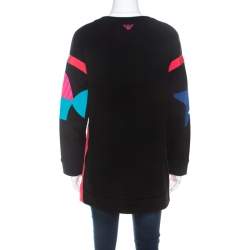 Pre Owned Emporio Armani Black Knit Star And Fish Print Long Sweatshirt S