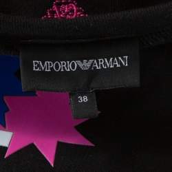 Pre Owned Emporio Armani Black Knit Star And Fish Print Long Sweatshirt S