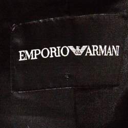 Pre Owned Emporio Armani Black Wool Blend Stand Up Collar Suit M