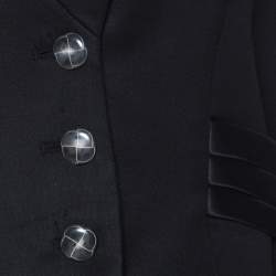 Pre Owned Emporio Armani Black Wool Blend Stand Up Collar Suit M