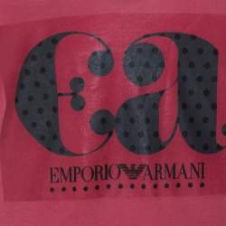 Pre Owned Emporio Armani Berry Pink Logo Print Jersey T-Shirt S