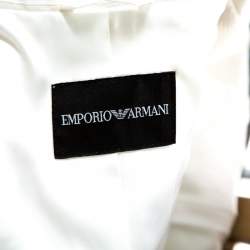 Pre Owned Emporio Armani Off-White Ribbed Texture Blazer S