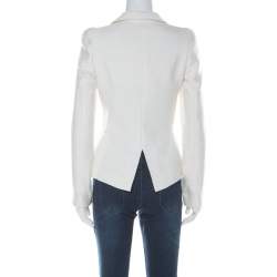 Pre Owned Emporio Armani Off-White Ribbed Texture Blazer S