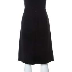 Pre Owned Emporio Armani Black Crepe Faux Wrap Skirt M