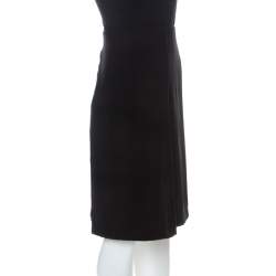 Pre Owned Emporio Armani Black Crepe Faux Wrap Skirt M