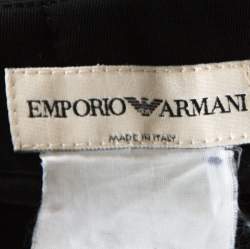 Pre Owned Emporio Armani Black Crepe Faux Wrap Skirt M