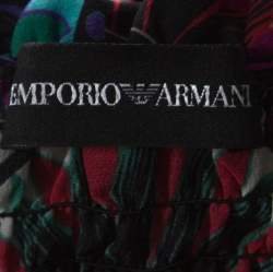 Pre Owned Emporio Armani Multicolor Floral Print Silk Elasticized Ruffle Detail Sleeveless Top S