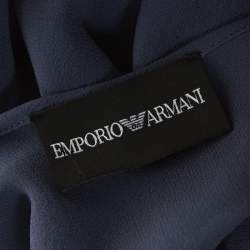 Pre Owned Emporio Armani Sage Blue Silk Cap Sleeve Sheer Top S