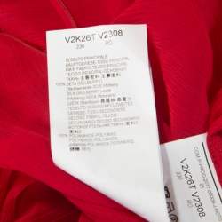 Pre Owned Emporio Armani Red Chiffon Elasticized Ruffle Sheer Sleeveless Top S