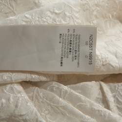 Pre Owned Emporio Armani Ivory Silk Floral Embroidered Top L