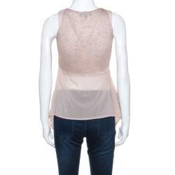 Pre Owned Emporio Armani Dusky Pink Silk Insert Crochet Knit Top XS