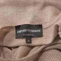 Pre Owned Emporio Armani Dusky Pink Silk Insert Crochet Knit Top XS