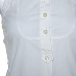 Pre Owned Emporio Armani White Cotton Blend Sleevless Button Front Top S