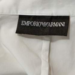 Pre Owned Emporio Armani White Cotton Blend Sleevless Button Front Top S
