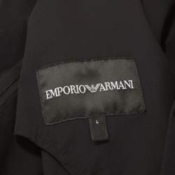 Pre Owned Emporio Armani Black Stretch Nylon Blazer L