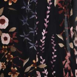 Pre Owned Emporio Armani Black Floral Print Sheer Cotton and Silk Button Front Shirt M