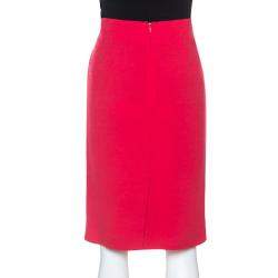 Pre Owned Emporio Armani Red Wool Knee Length Skirt M