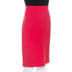 Pre Owned Emporio Armani Red Wool Knee Length Skirt M