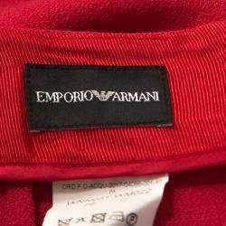 Pre Owned Emporio Armani Red Wool Knee Length Skirt M